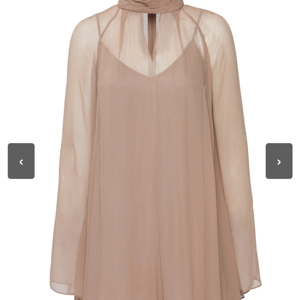 STAUD- Sheer Neck Tie Blouse in Taupe